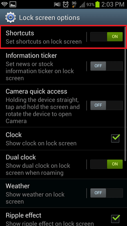 Samsung Galaxy S3 Lock Screen Options, Shortcuts